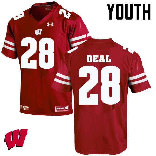 Wisconsin Badgers Youth #28 Taiwan Deal NCAA Under Armour Authentic Red College Stitched Football Jersey VQ40H52VW